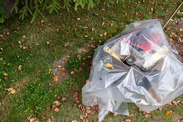 tools covered with cellophane
