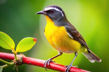 Fototapeta premium Bananaquit bird perched on a branch in Antigua