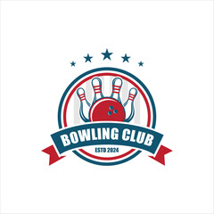 Vintage bowling logo design. Bowling club tournament logo design.