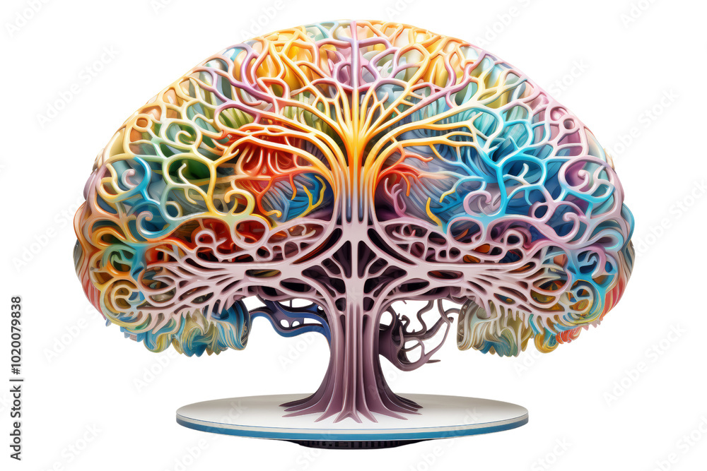 Poster a vibrant, intricately designed tree with colorful branches showcasing artistic creativity.