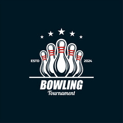 Vintage bowling logo design. Bowling club tournament logo design.