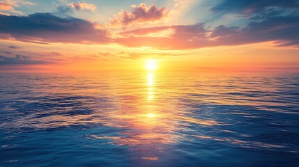 Obraz premium Serene Sunset Over Calm Ocean Waters