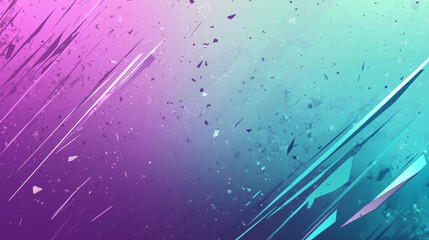 Abstract shattered glass shards with pink and teal gradient background