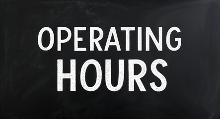 operating hours text lettering on blackboard chalkboard background