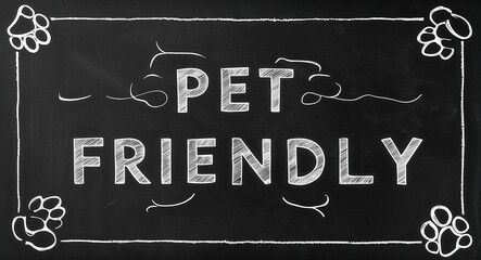 pet friendly text lettering on blackboard chalkboard background