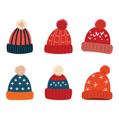 Collection of Cute Warm Winter Knitted Wool Hat with Pom Pom Ball