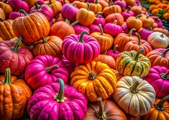 Vibrant Pink and Orange Pumpkins Displayed Together for Fall and Autumn Seasonal Decor Inspiration