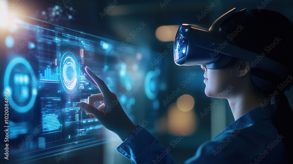 Aufkleber virtual reality user interacting with digital interface