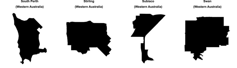 South Perth, Stirling, Subiaco, Swan outline maps