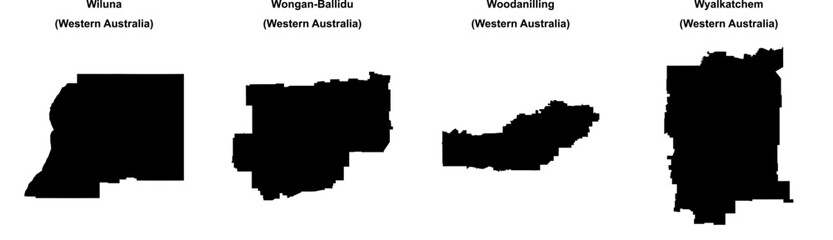 Wiluna, Wongan-Ballidu, Woodanilling, Wyalkatchem outline maps