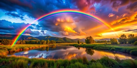 Obraz premium Vibrant Rainbow Colors Blending Together in a Beautiful Abstract Display of Natural Beauty