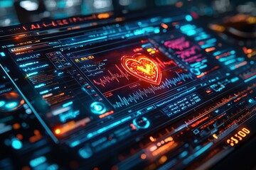 Fototapeta premium Vibrant Heart Visual Representation in Digital Interface