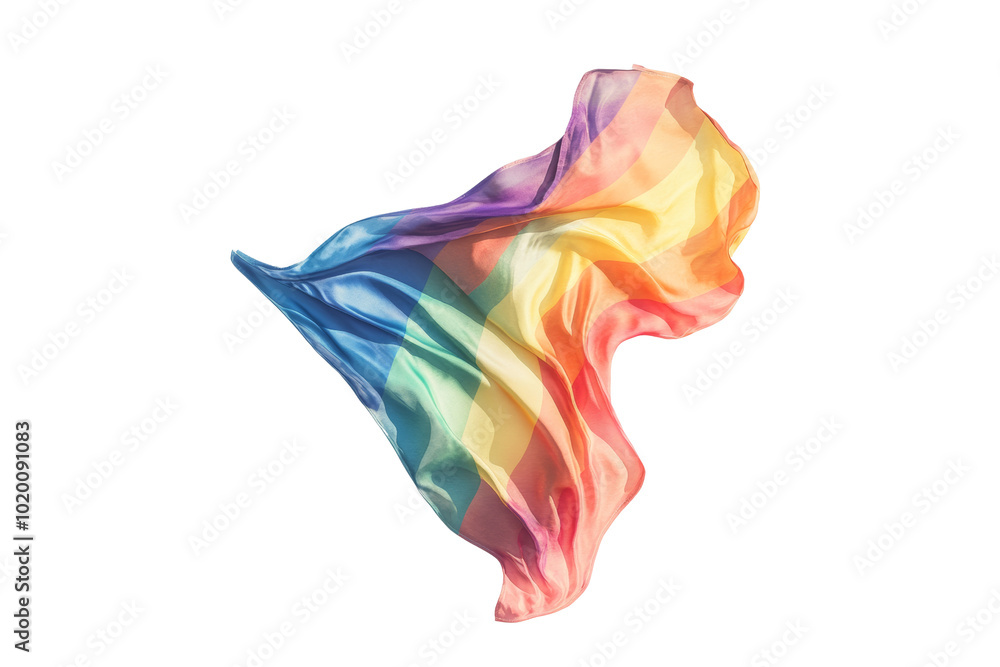 Aufkleber colorful fabric waving gently, creating a dynamic visual effect against a transparent background.