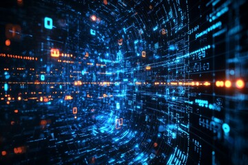 Fototapeta premium Digital Technology background of data and network created with Generative AI