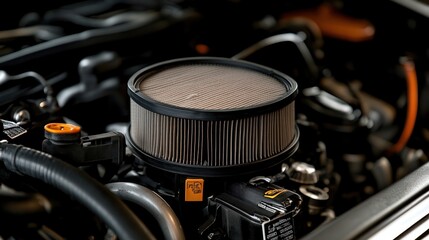 A mechanic changes the air filter in the car's engine compartment, helping the engine to work at its best and extend its life."