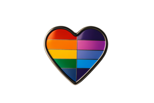 Colorful heart design symbolizing diversity and inclusion, isolated on a white background.