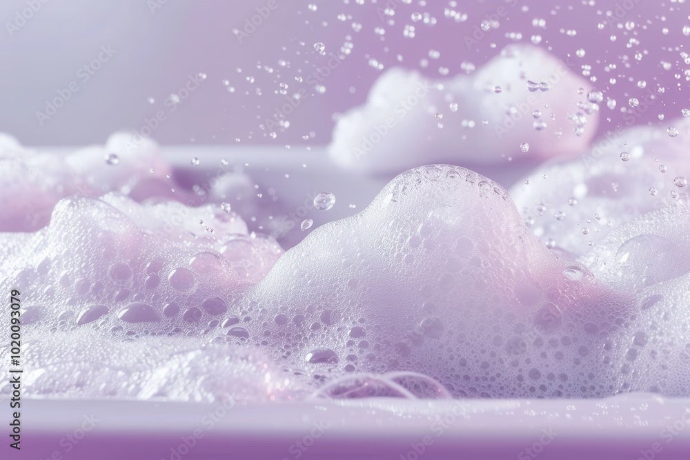 Poster the surface is covered with soft, bubbly foam, inviting relaxation and comfort in a calming bath exp