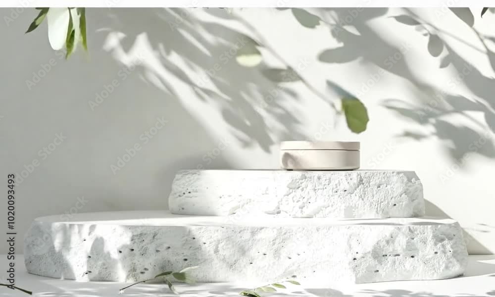 Aufkleber a minimal scene featuring a white marble podium with a shadow overlay, creating a sophisticated and 