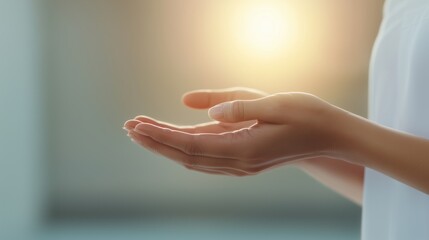 Open Hands Reaching Up Towards Light Hope Faith Belief Spirituality