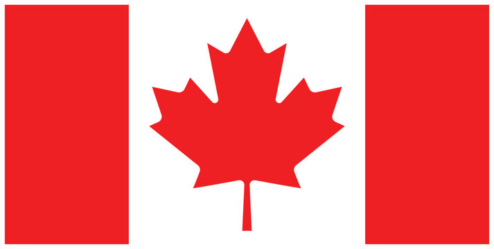 Flag of Canada. Vector rectangle flag icon with white frame