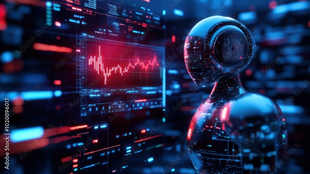 Poster image of automated forex trading showing real-time market settings and charts. the bot analyzes and 