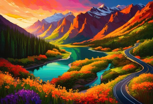 breathtaking scenic highways rich vibrant landscapes showcasing natural wonders lush backdrops captivating details, scenery, nature, road, travel, view