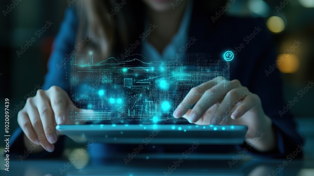 Poster digital interface interaction with futuristic technology