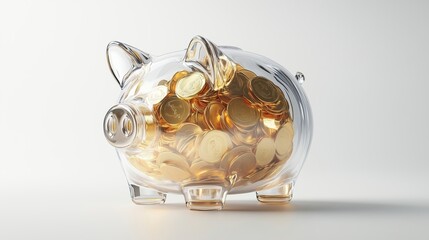 Translucent Piggy Bank Symbolizing Wealth and Savings Strategies