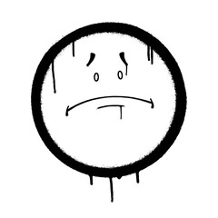 Graffiti emoticon. Smiling face painted with smudges of spray paint. Vector illustration