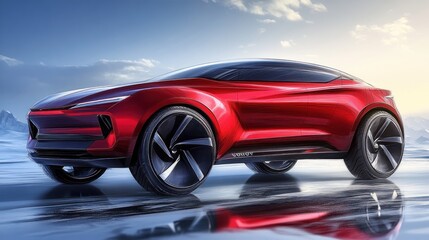 Designers use digital tablets to sketch and refine details of a new SUV, focusing on durability and aesthetics of the body."