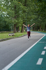 Woman running in park