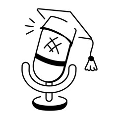 Graduation speech icon in doodle style 

