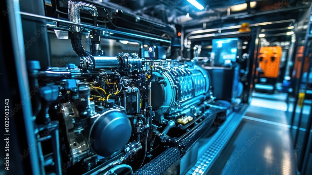 Wall mural a view of the engine compartment of a hydrogen truck, demonstrating innovative clean energy propulsi