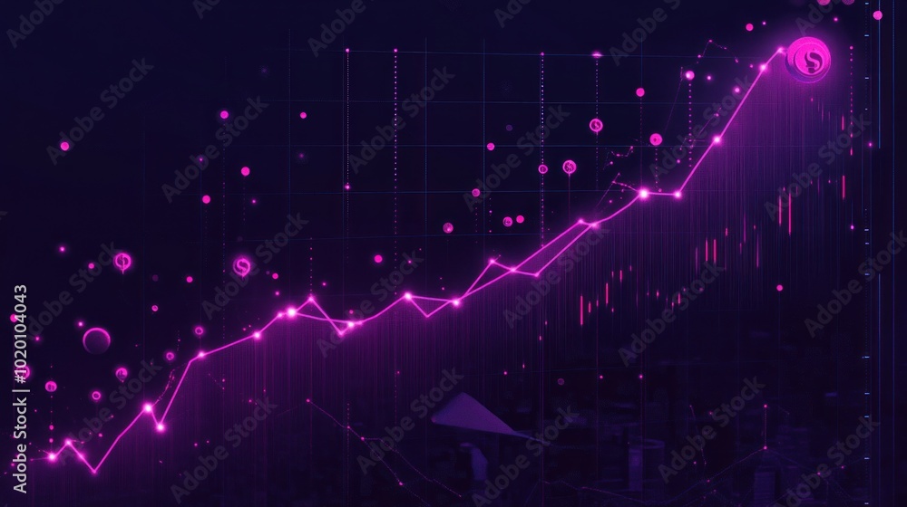 Poster a graph showing the growth of returns on the staking platform. users can plan and adjust their inves