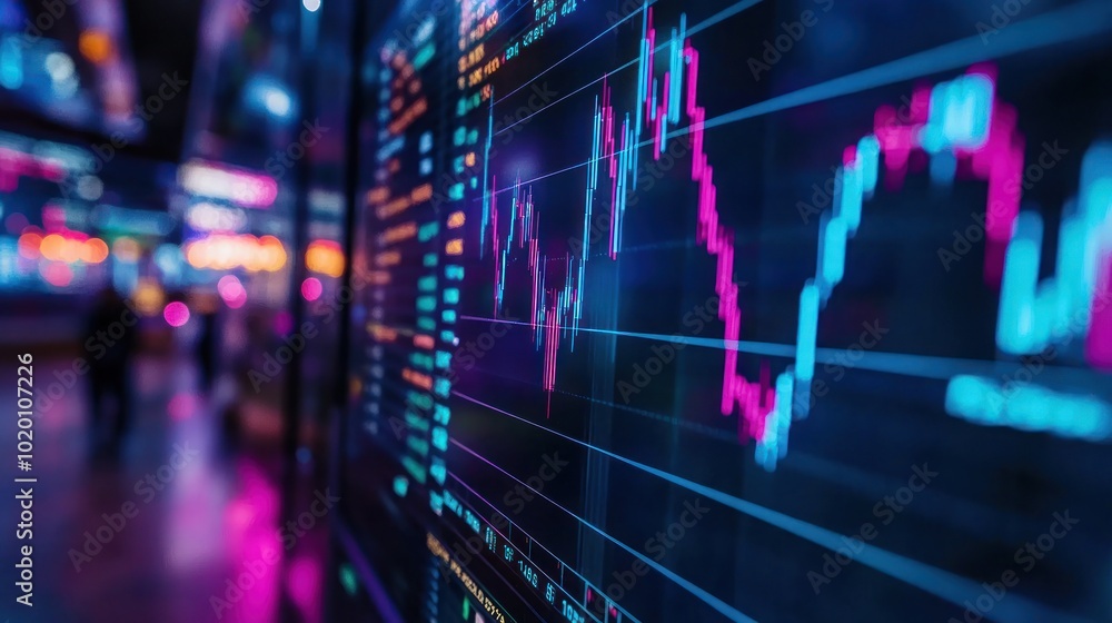 Poster financial analysts use computers to study the stock market. chart data and price changes help them m