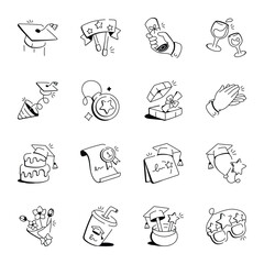 Basic RGBCollection of Doodle Style Graduation Icons 

