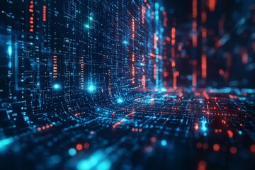 Fototapeta premium Digital Technology background of data and network