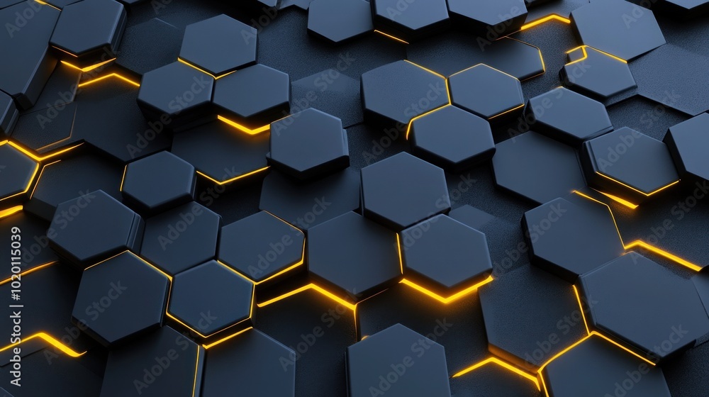 Aufkleber abstract hexagon pattern with glowing edges