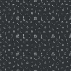 Seamless Halloween pattern. Doodle Halloween background