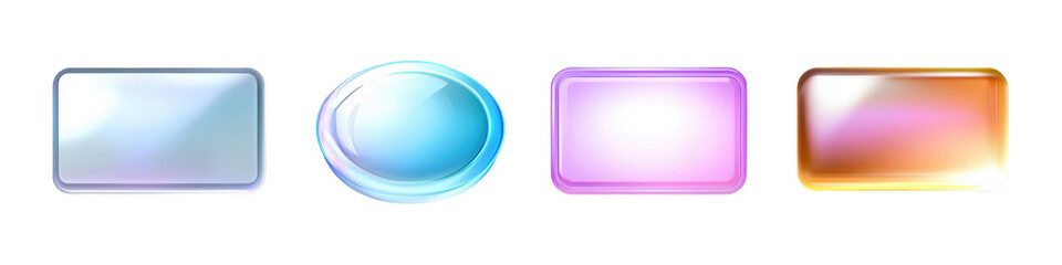 Fototapeta premium Assorted glossy buttons in various shapes and colors on white isolate background.