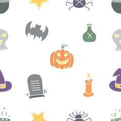 Seamless Halloween pattern. Doodle Halloween background