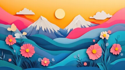 Serene mountain landscape with morning atmosphere Peaceful mountain scenery with a tranquil morning vibe