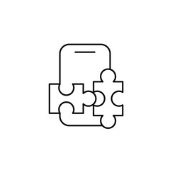 mobile and puzzle thin outline icon vector design good for web or mobile app