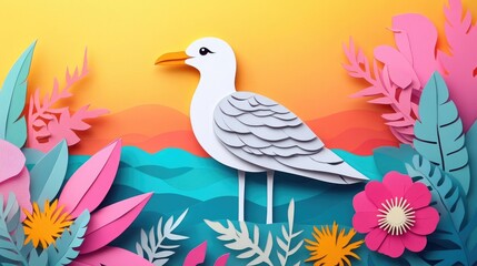 Seagull in a serene bird sanctuary setting Seagull in a peaceful nature setting