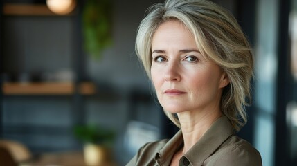 Obraz premium Confident Woman in Modern Interior Setting