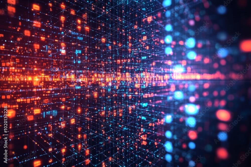 Poster digital technology background of data and network