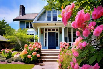 summer blooms a shot of a house with summer blooms highlighting