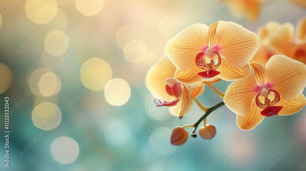 Wall mural Delicate Orchid Blossoms in Soft Ethereal Light