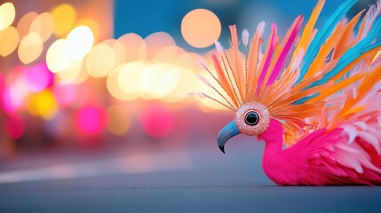 Obraz premium A colorful parade with floats and dancers, celebrating a local holiday with vibrant energy and joy.