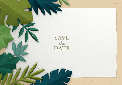 Stationery Tropical Poster Flatlay Mockup